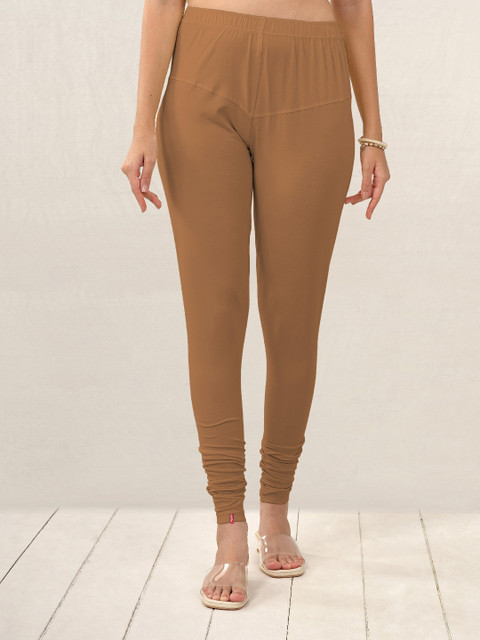 LYRA Women Brown Solid Churidar Length Leggings - Image 2