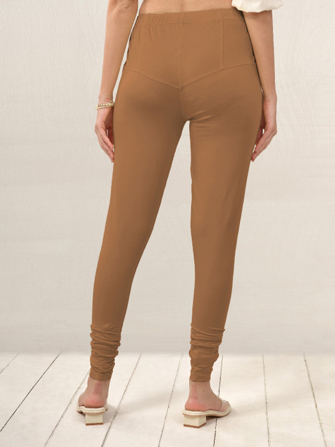 LYRA Women Brown Solid Churidar Length Leggings - Image 5
