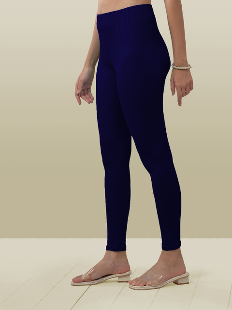 LYRA Women Blue Solid Ankle Length Leggings - Image 4