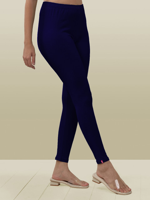 LYRA Women Blue Solid Ankle Length Leggings - Image 3