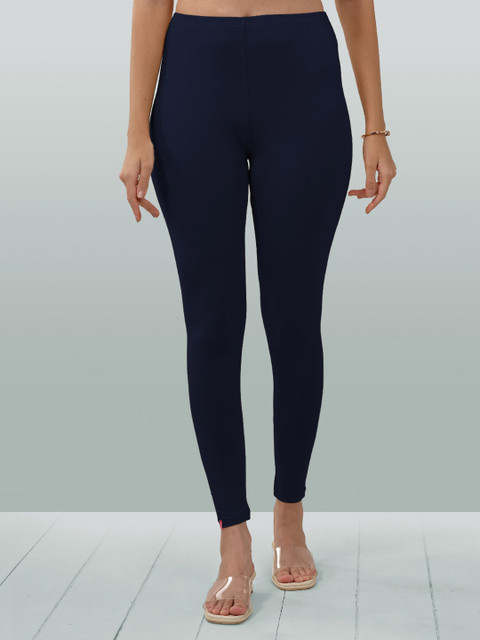 LYRA Women Navy Blue Solid Ankle Length Leggings