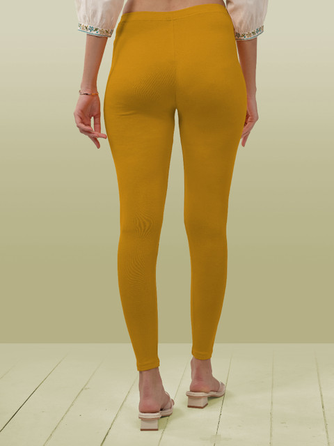LYRA Women Mustard Yellow Solid Ankle Length Leggings - Image 4