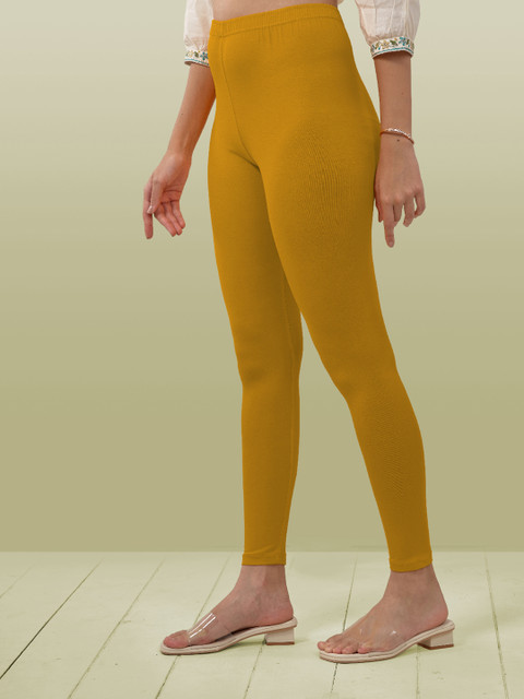 LYRA Women Mustard Yellow Solid Ankle Length Leggings - Image 3