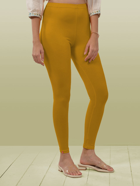 LYRA Women Mustard Yellow Solid Ankle Length Leggings - Image 2