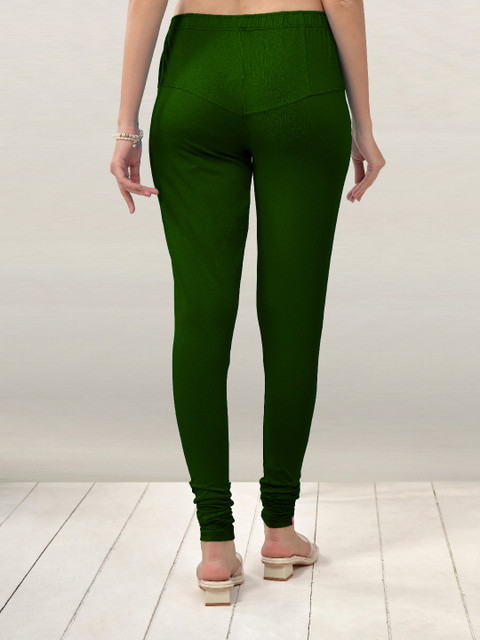 LYRA Women Green Solid Churidar Length Leggings - Image 5