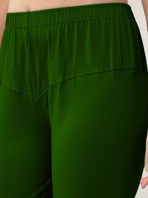 LYRA Women Green Solid Churidar Length Leggings - Image 7