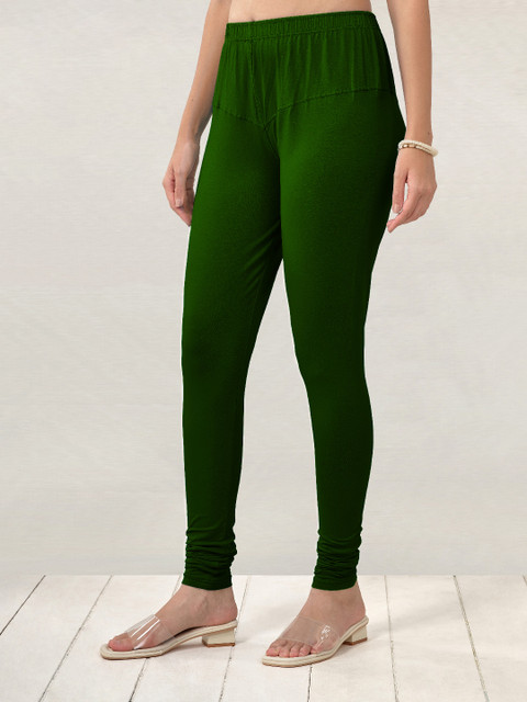 LYRA Women Green Solid Churidar Length Leggings - Image 4
