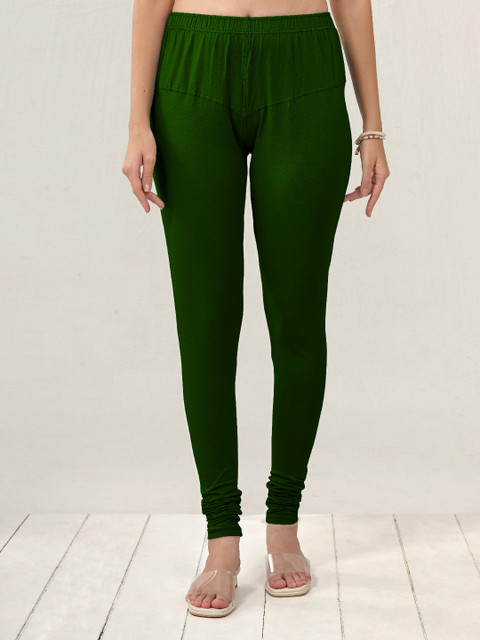 LYRA Women Green Solid Churidar Length Leggings - Image 2