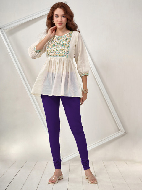 LYRA Women Purple Solid Churidar Length Leggings