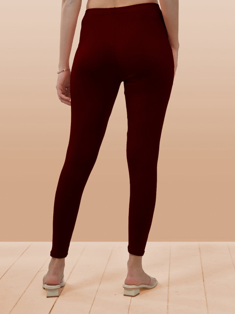 LYRA Women Maroon Solid Ankle Length Leggings - Image 4