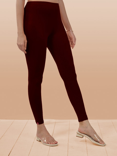LYRA Women Maroon Solid Ankle Length Leggings - Image 2