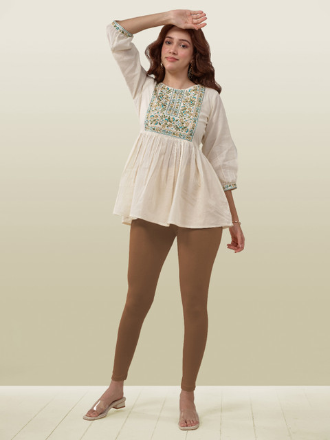 LYRA Women Brown Solid Ankle Length Leggings - Image 6