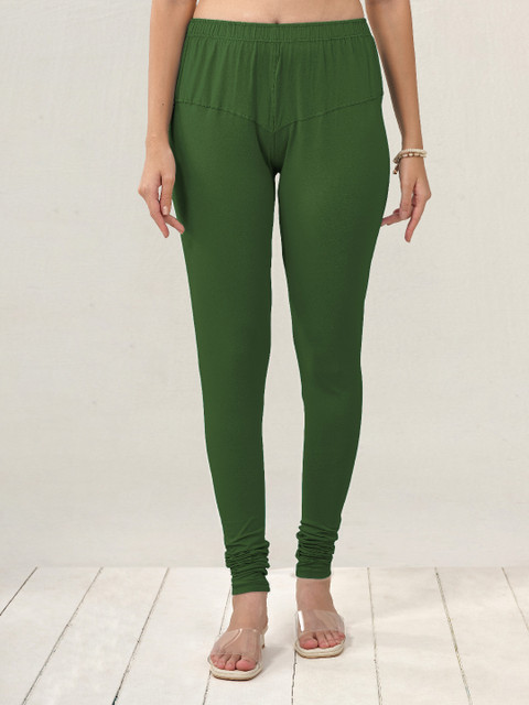 LYRA Women Green Solid Churidar Length Leggings