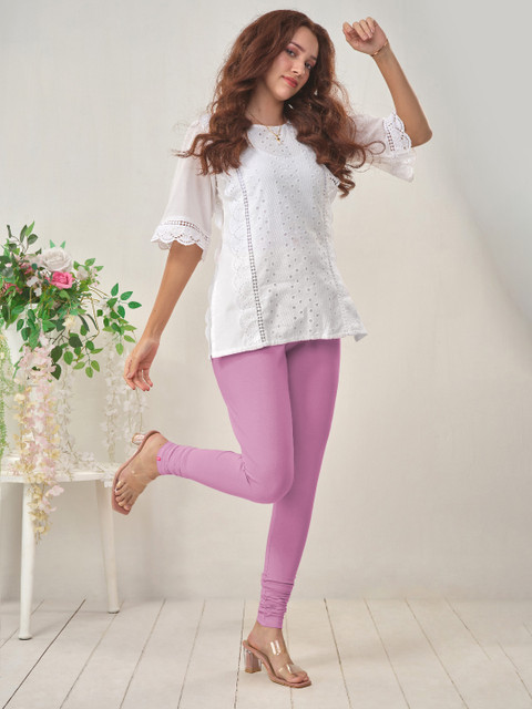 LYRA Women Purple Solid Churidar Length Leggings
