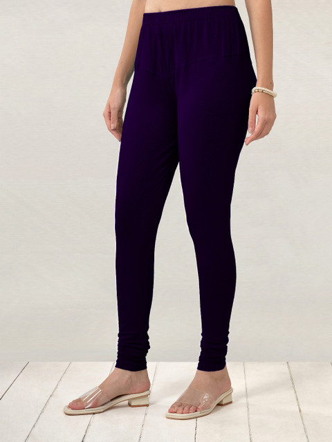 LYRA Women Navy Blue Solid Churidar Length Leggings - Image 4