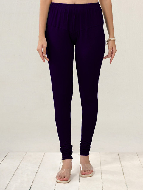 LYRA Women Navy Blue Solid Churidar Length Leggings - Image 2
