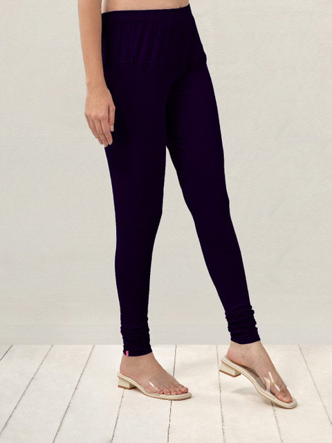 LYRA Women Navy Blue Solid Churidar Length Leggings - Image 3