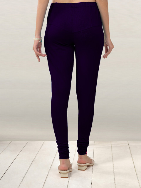 LYRA Women Navy Blue Solid Churidar Length Leggings - Image 5