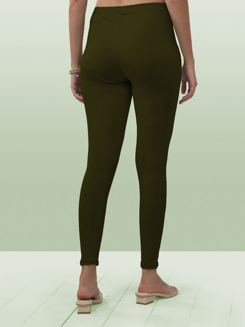 LYRA Women Olive Green Solid Ankle Length Leggings - Image 4