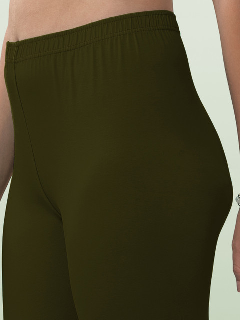 LYRA Women Olive Green Solid Ankle Length Leggings - Image 7