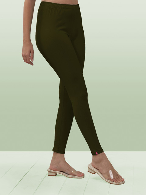 LYRA Women Olive Green Solid Ankle Length Leggings - Image 2
