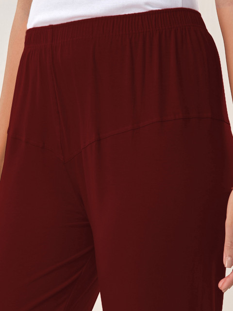 LYRA Women Maroon Solid Churidar-Length Leggings - Image 7