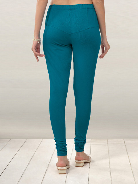 LYRA Women Blue Solid Churidar-Length Leggings - Image 5