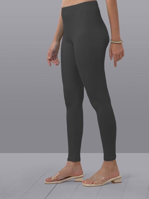 LYRA Women Charcoal Solid Ankle-Length Leggings - Image 3