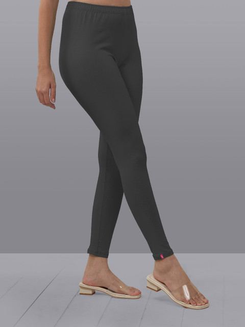LYRA Women Charcoal Solid Ankle-Length Leggings - Image 2