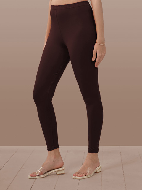 LYRA Women Brown Solid Ankle-Length Leggings - Image 3