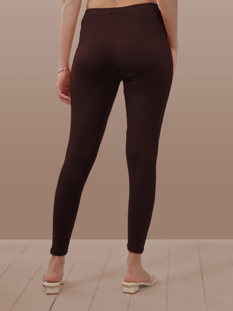 LYRA Women Brown Solid Ankle-Length Leggings - Image 4