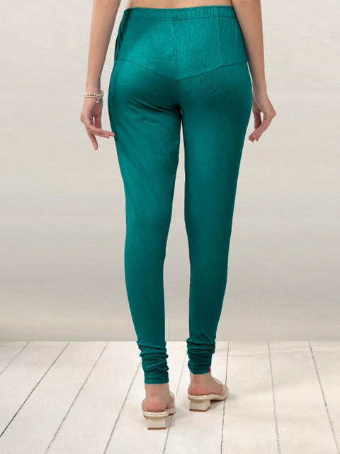 LYRA Women Blue Solid Churidar-Length Leggings - Image 5