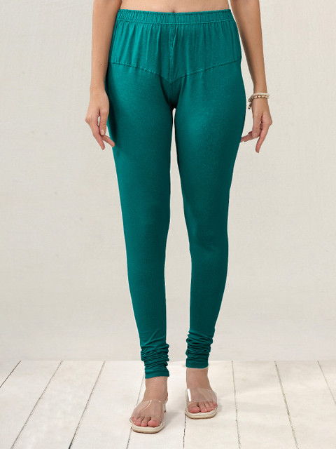 LYRA Women Blue Solid Churidar-Length Leggings - Image 2
