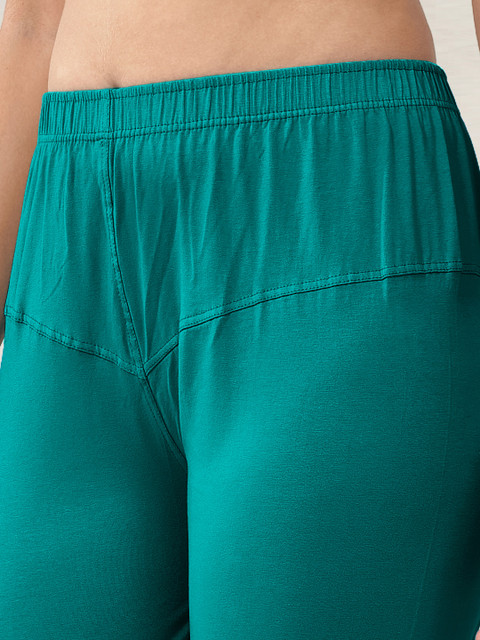 LYRA Women Blue Solid Churidar-Length Leggings - Image 7
