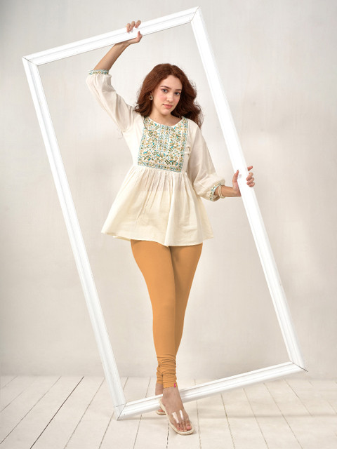 LYRA Women Khaki Solid Churidar-Length Leggings