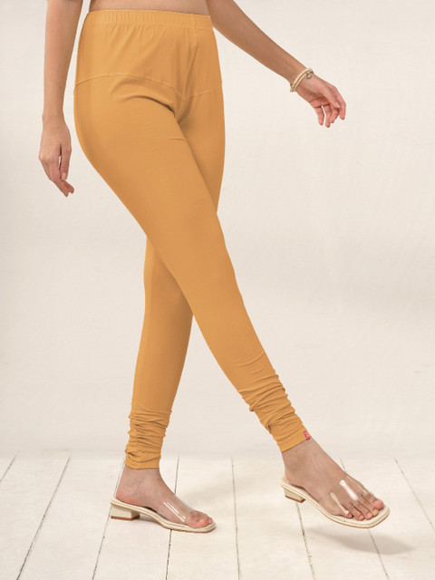LYRA Women Khaki Solid Churidar-Length Leggings - Image 3
