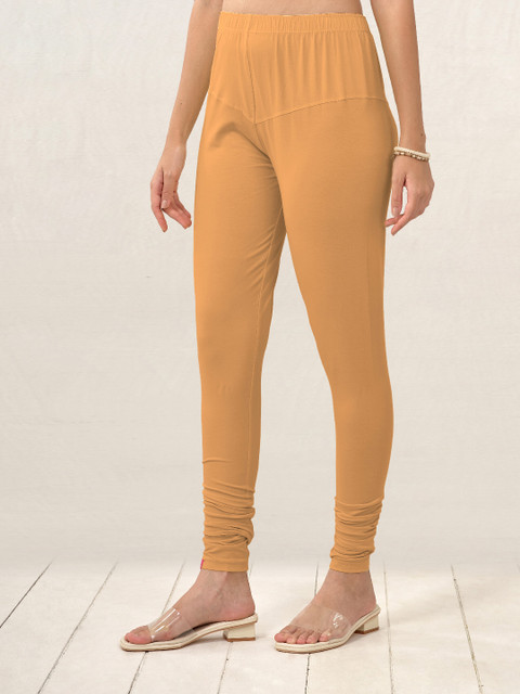 LYRA Women Khaki Solid Churidar-Length Leggings - Image 4
