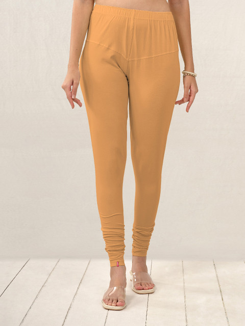 LYRA Women Khaki Solid Churidar-Length Leggings - Image 2