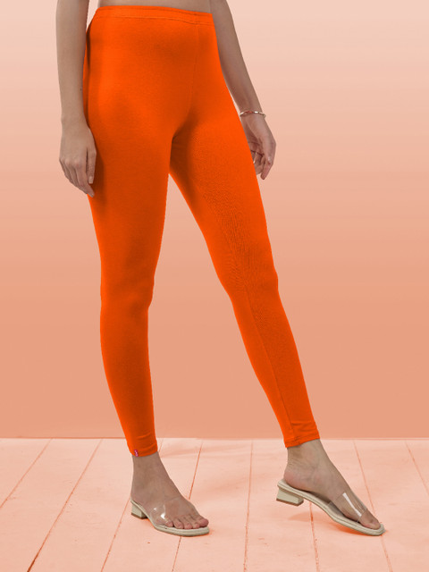LYRA Women Orange Solid Ankle Length Leggings - Image 2