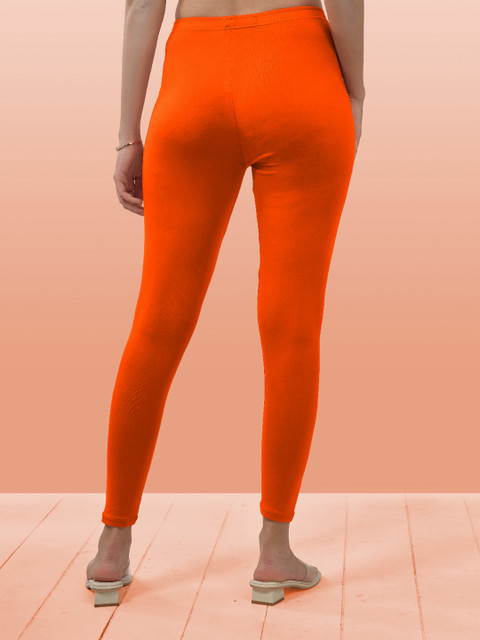 LYRA Women Orange Solid Ankle Length Leggings - Image 4