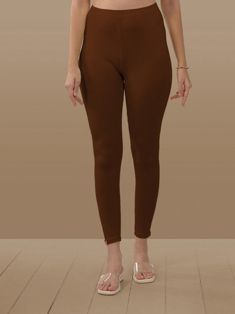 LYRA Women Coffee Brown Solid Ankle-Length Leggings