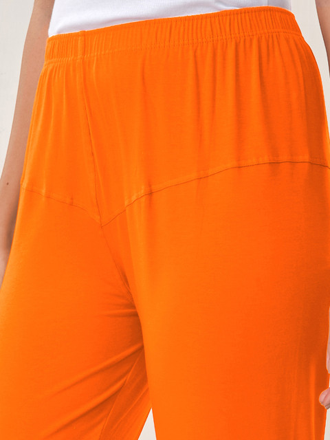 LYRA Women Orange Solid Churidar-Length Leggings - Image 7