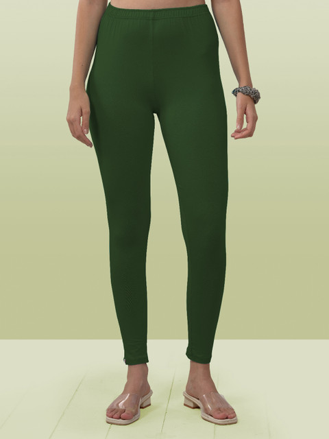 LYRA Women Green Solid Ankle-Length Leggings