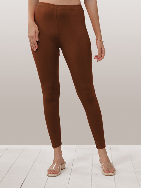 LYRA Women Brown Solid Ankle-length Cotton leggings