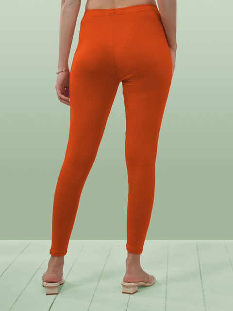 LYRA Women Orange Solid Ankle-Length Leggings - Image 4