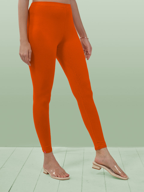 LYRA Women Orange Solid Ankle-Length Leggings - Image 2