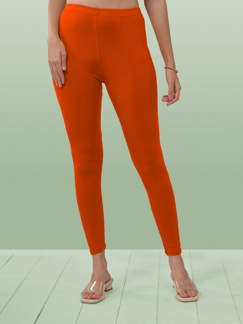 LYRA Women Orange Solid Ankle-Length Leggings