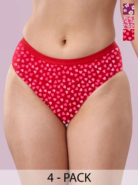 LYRA Women Pack Of 5 Assorted Printed Cotton Hipster Briefs