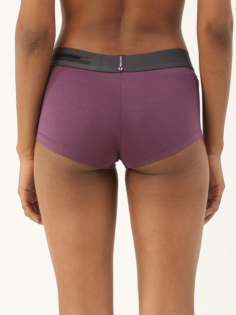 FREECULTR Women Navy Blue & Purple Pack Of 2 Solid AntiBacterial Micro Model Boy Shorts - Image 5