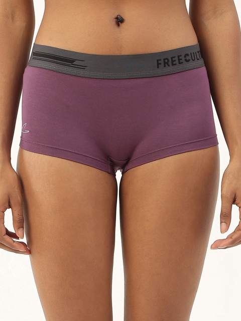 FREECULTR Women Navy Blue & Purple Pack Of 2 Solid AntiBacterial Micro Model Boy Shorts - Image 3